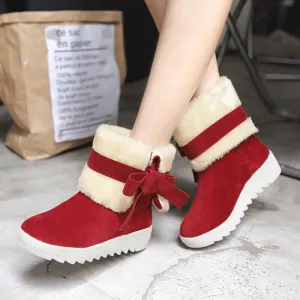 Mid Calf Winter Ankle Round Toe Boots