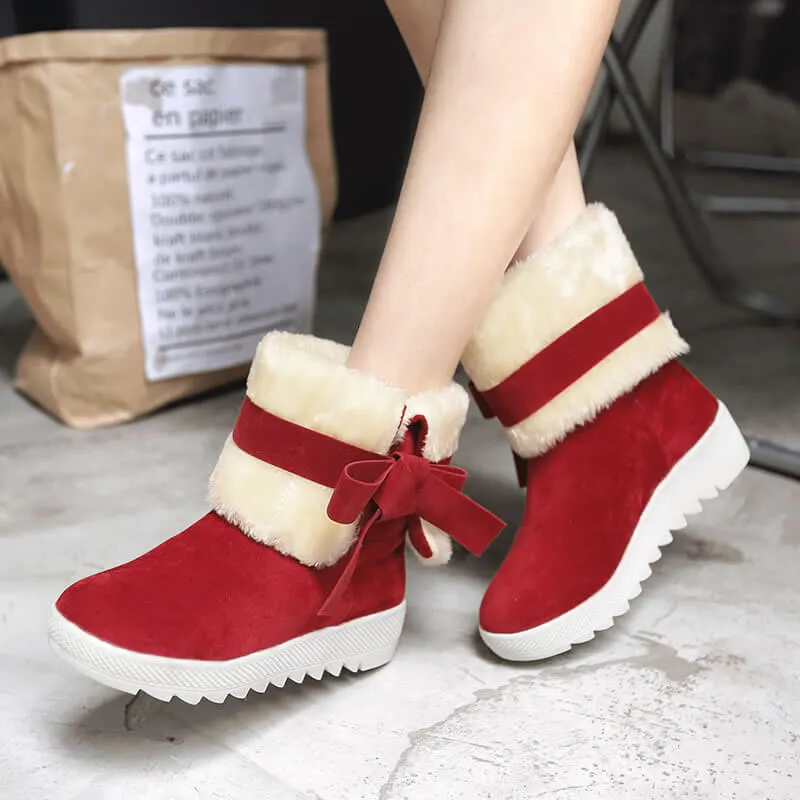 Mid Calf Winter Ankle Round Toe Boots
