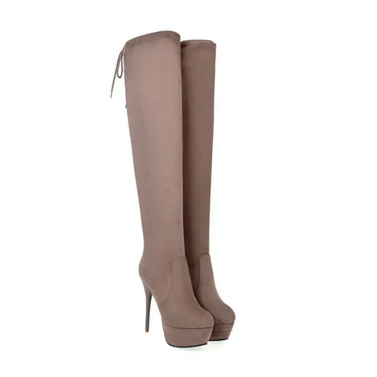 Sexy Suede Strap Platform Over Knee Boots