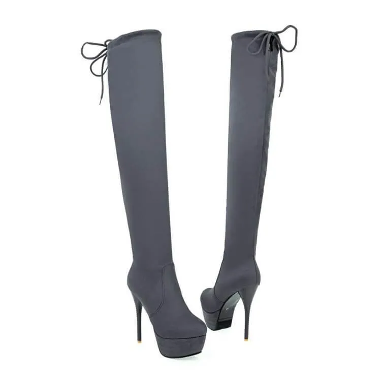 Sexy Suede Strap Platform Over Knee Boots